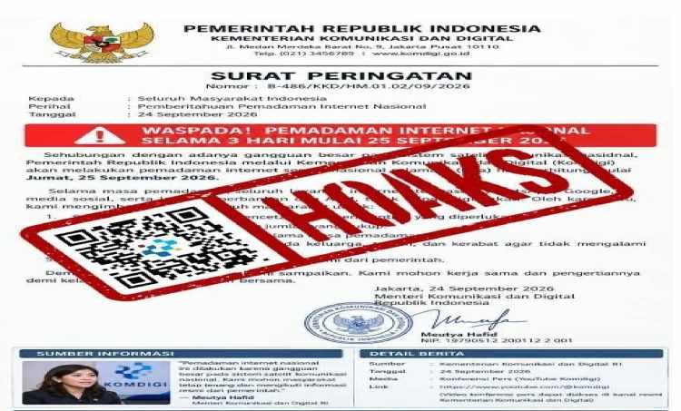 Komdigi Bantah Pemadaman Internet Nasional 25-27 September 2026