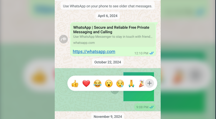 WhatsApp Uji Fitur Ketuk Dua Kali untuk Baki Reaksi