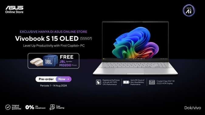 Laptop Copilot+ PC Vivobook S 15 OLED Sudah Bisa Dipesan