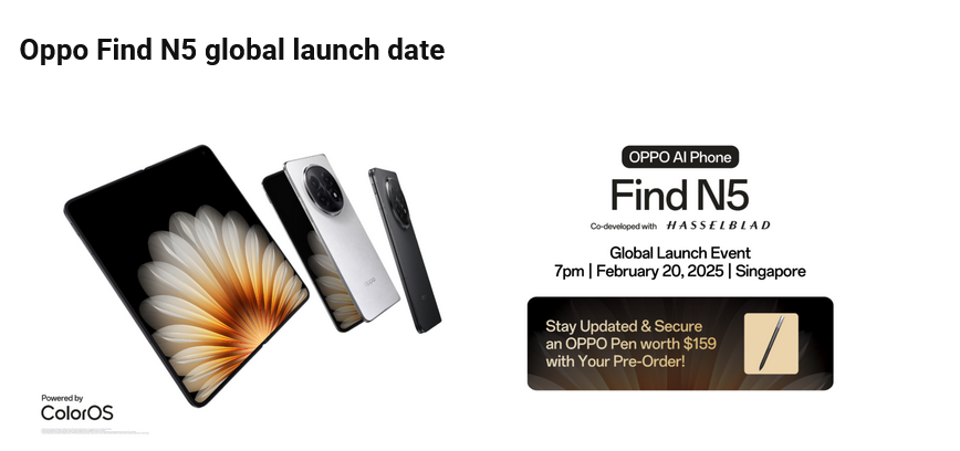 OPPO Find N5 Rilis di Singapura 20 Februari