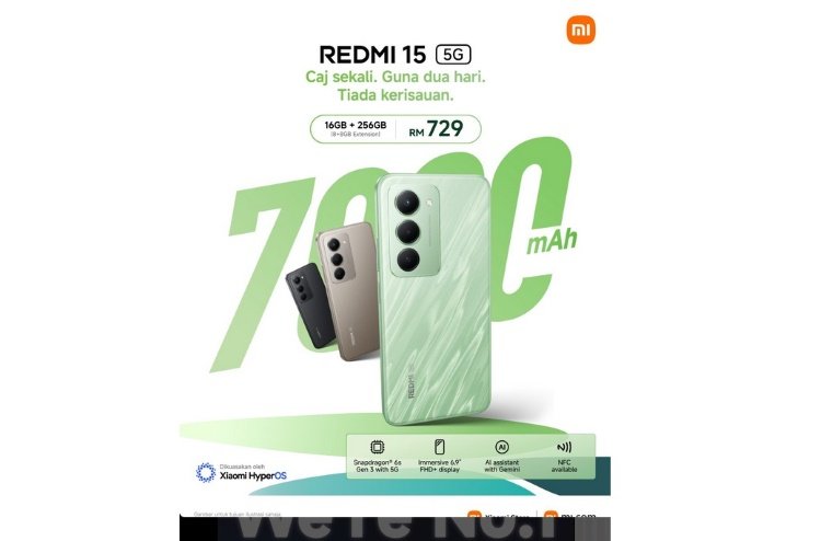Redmi 15 5G Resmi Meluncur di Malaysia